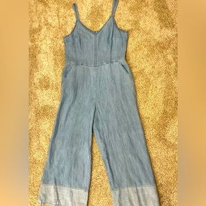Trina Turk “Cloud” Chambray Cropped Jumpsuit